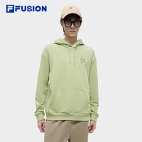 FILA FUSION斐乐潮牌款针织连帽上衣2024春时尚纯棉卫衣 奶油果绿-GN 170/92A/M