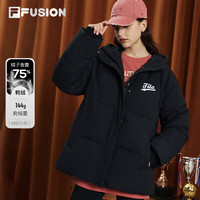 FILA FUSION斐乐潮牌羽绒服女冬季时尚宽松休闲连帽上衣 正黑色-BK 155/76A/XS