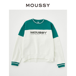 MOUSSY 摩西 冬季撞色落肩刺绣LOGO学院风中性卫衣女010FA790-5560