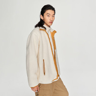 Lee日本设计标准版保暖仿羊羔绒米白色男立领棉服潮流 米白色 M