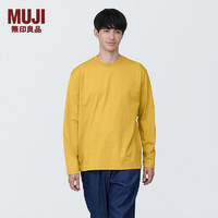 MUJI 無印良品 无印良品（MUJI） 男式 天竺编织 圆领长袖T恤 男士 打底衫 男款 AB1L3A4S 烟熏黄色 L (175/100A)