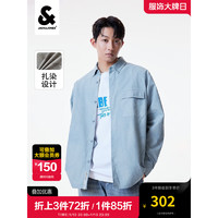 杰克·琼斯（JACK&JONES）2024春季潮男休闲刺绣纯棉宽松长袖翻领扎染衬衫男2241OS012 C40 油画蓝 180/100A/L