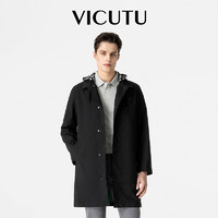 威可多（VICUTU）男士风衣修身百搭黑色时尚休闲春秋外套VRW20142908 黑色 175/92A