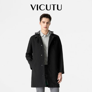 威可多（VICUTU）男士风衣修身百搭黑色时尚休闲春秋外套VRW20142908 黑色 175/92A