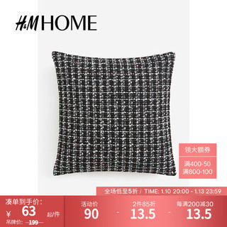 H&M HOME家居用品提花梭织靠垫套1179977 黑色/格纹 50x50