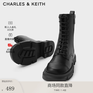 CHARLES&KEITH英伦风增高机车马丁靴女CK1-90920125 Black黑色 35