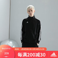 adidas 阿迪达斯 夹克男秋冬运动外套经典三条纹防风运动服 黑/白 L