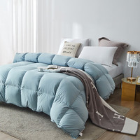 恒源祥95%白鹅绒被脯前大朵绒大鹅羽毛羽绒被子加厚秋冬保暖被芯四季被 95%鹅绒被-蓝色 200*230cm 总重3.1斤