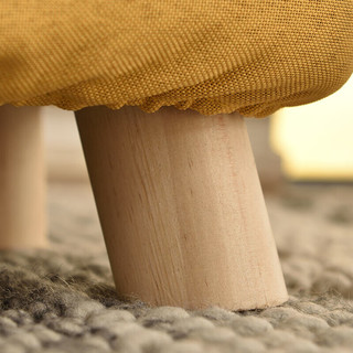 苑雅居 居家优选实木小凳子布艺素颜方墩茶几凳矮凳换鞋凳沙发凳 圆形矮凳