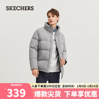 斯凯奇（Skechers）男子梭织短款羽绒外套L423M176 合金色/002E XL 