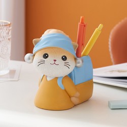 翻旧事 可爱暴力熊笔筒摆件办公室桌面收纳盒儿童女生生日礼物教师节礼物 艺术猫(珍珠喵)