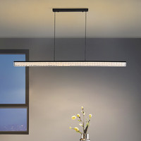 寻灯阁餐厅吊灯全铜树脂一字长条吊线灯吧台岛台轻奢侘寂风中山灯具 黑擦金 长127cm 三色变光 全铜+树脂