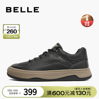 BeLLE 百丽 男鞋时尚复古加绒厚底增高休闲低帮板鞋A1251DM3