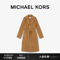 MICHAEL KORS 迈克·科尔斯 女士羊毛长款毛呢大衣外套 含腰带 驼棕色 232 M