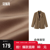 森马（Semir）外套女中长款通勤百搭气质时尚休闲西服高街109523111001 深咖啡50916