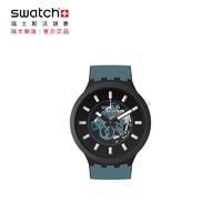 swatch 斯沃琪 瑞士手表 创新性植物陶瓷 黑夜行者 圣诞礼物夜光石英表SB03B107