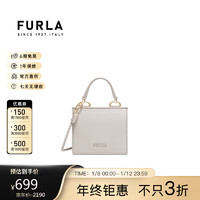 FURLA 芙拉 FUTURA系列小牛皮小号女士通勤手提小方包浅米色