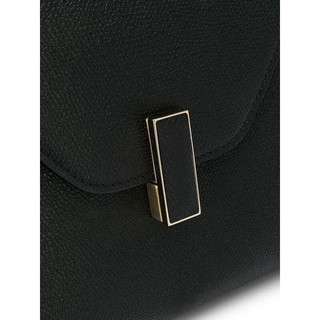 瓦莱可斯特拉 Valextra奢侈品女士黑色翻盖盒子包手提斜跨单肩包 黑色 均码