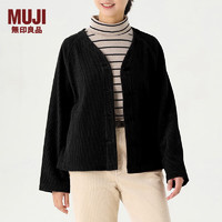 无印良品 MUJI 女式 木棉混 灯芯绒夹克 女短款外套秋冬季简约风 BDD91C3A 黑色 S(155/80A)