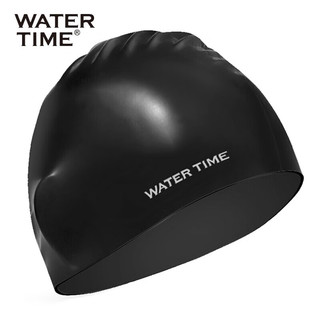WATERTIME/水川 泳帽硅胶游泳帽男女士长发成人大号护耳高弹舒适不勒头泳帽 黑色