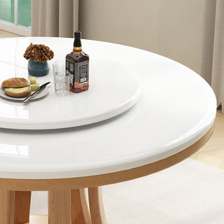 叶芝 大理石餐桌椅组合现代简约带转盘小户型实木餐桌家用圆形饭桌子 1.20米餐桌(带转盘）+4张餐椅