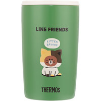 THERMOS 膳魔师 保温杯朱一龙同款水杯日系便携随手杯办公杯咖啡杯TCDP 猫Kitten布朗咖啡杯- 415ml