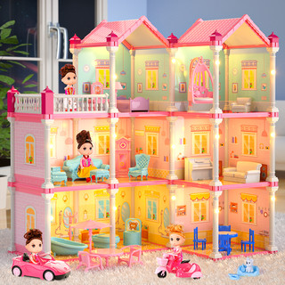 古欧（GUOU）女童新年娃娃公主屋别墅灯光套装大礼盒仿真玩具女孩