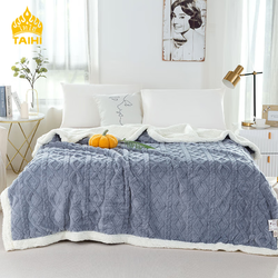 TAIHI 泰嗨 毛毯塔芙绒午睡毯羊羔绒盖毯办公室居家沙发双面加厚保暖毯子冬季 雾蓝 200*150C