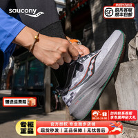 索康尼（SAUCONY）男鞋 2024春胜利21竞速跑鞋舒适透气运动鞋耐磨减震跑步鞋 胜利21/重磅来袭/灰绿 41/8/260mm