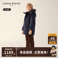 Teenie Weenie Kids小熊童装男童毛领连帽可拆卸羽绒服 深藏青色 160cm