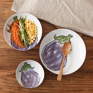 美浓烧日式手绘蔬菜盘家用可爱点心盘创意餐具碟子陶瓷水果盘