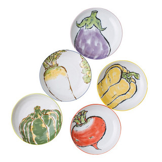 美浓烧日式手绘蔬菜盘家用可爱点心盘创意餐具碟子陶瓷水果盘