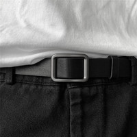 滕阁厢 腰带女细款 皮带百搭裙子裤带男无孔军训免打孔休闲西装皮带 黑色