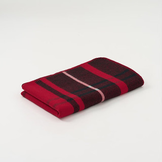 MUJI 無印良品 羊毛披巾 围巾 围脖冬季 保暖披肩 红色围巾 龙年本命年 红色格纹120×200cm(2件)