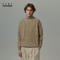 COKEIN X TIKIMOMOKA联名款 毛衣男秋冬季双层高领绞花针织衫上衣