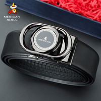 稻草人(MEXICAN)稻草人皮带男士商务休闲百搭真皮自动扣腰带年轻人潮简约牛仔裤带 96251 默认发115CM