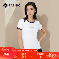 Rapido 雳霹道 2023年夏季新款女子海边系列修身圆领衫短袖T恤衫CP3542S40 白色 160/84A