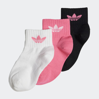 adidas短筒运动袜子女小童阿迪达斯三叶草IS0684 粉/黑色/白 XS