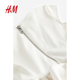 H&M【冰雪奇缘系列】 2024春季女童连衣裙印花喇叭裙0892748 白色/冰雪奇缘 90/52