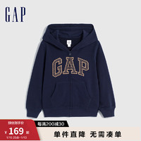 Gap男女幼童冬2023LOGO法式圈织软卫衣857671新年红 海军蓝 90cm(1-2岁)亚洲尺码