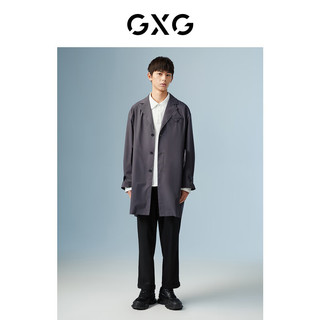 GXG 男装 深灰色中长款风衣 22年秋季波纹几何系列 深灰色 175/L