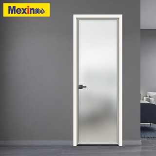 美心（Mexin）铝合金门卫生间厕所厨房门平开透明磨砂双层钢化玻璃极窄边框N020 LH16 瓷黑单包 / 1.6㎡以内