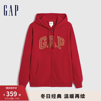 Gap男女装2023冬LOGO法式圈织软连帽衫841230运动风 红色 175/96A(L)亚洲尺码