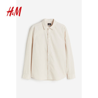 H&M2024春季男装柔软棉质标准版型灯芯绒衬衫1195967 浅米色 165/84A