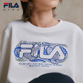 FILA【液氨整理】斐乐童装2024年春季中大童男童吸湿透气卫衣 牧筠白-IV 165