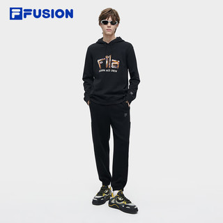 FILA FUSION斐乐潮牌针织长裤男2024春季时尚休闲收口运动裤 正黑色-BK 170/80A/M