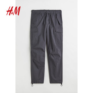 H&M 男装休闲裤多口袋工装裤 长裤1106189 深灰色 170/80A