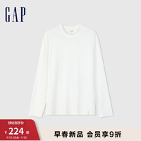 Gap男装春季2024LOGO纯棉宽松长袖T恤885504运动休闲上衣 白色 165/88A(S)亚洲尺码