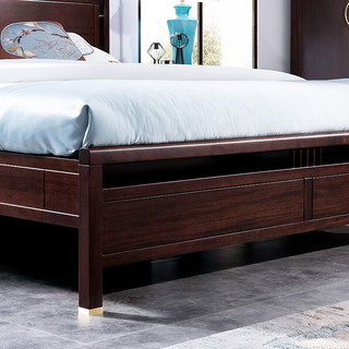 光明家具实木床新中式1.8米双人床卧室家具木床1502S 1.8米空体床