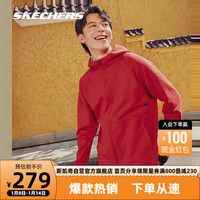 斯凯奇Skechers针织连帽运动外套纯色简约P423M058 都市红/03BW XL
